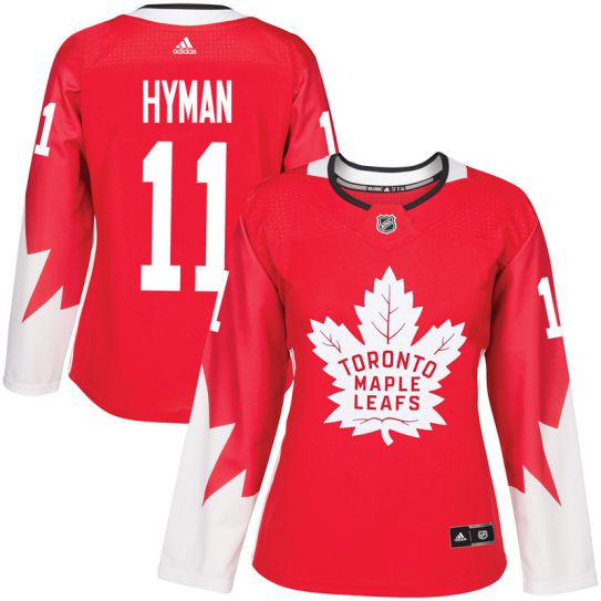 2017 NHL Toronto Maple Leafs women #11 Zach Hyman red jersey->women nhl jersey->Women Jersey